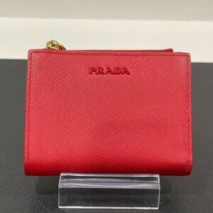 Prada Red Lux Compact Zip Small Wallet (JB1311)